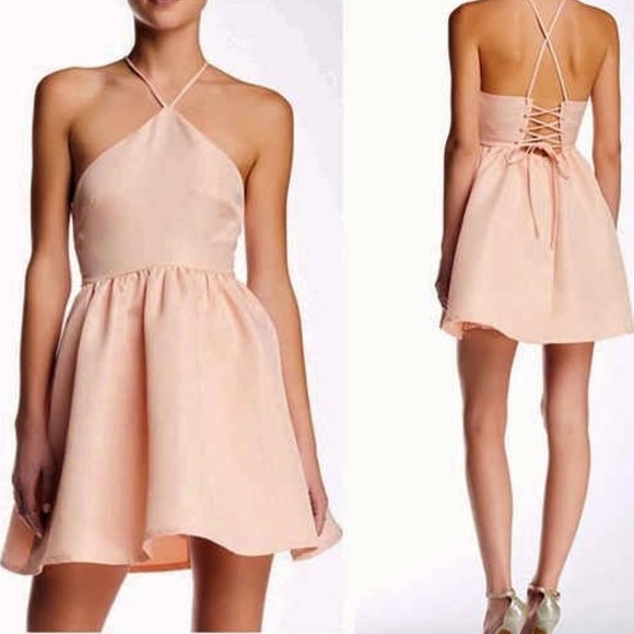 L'Atiste Halter Neck Lace-Up Back Flare Dress NWOT - Picture 2 of 5